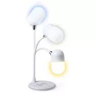 Lampa LED z głośnikiem Bluetooth i bezprzewodową ładowarką Biały 146268 - Biały
