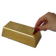 Ceramiczna skarbonka w kształcie sztabki złota